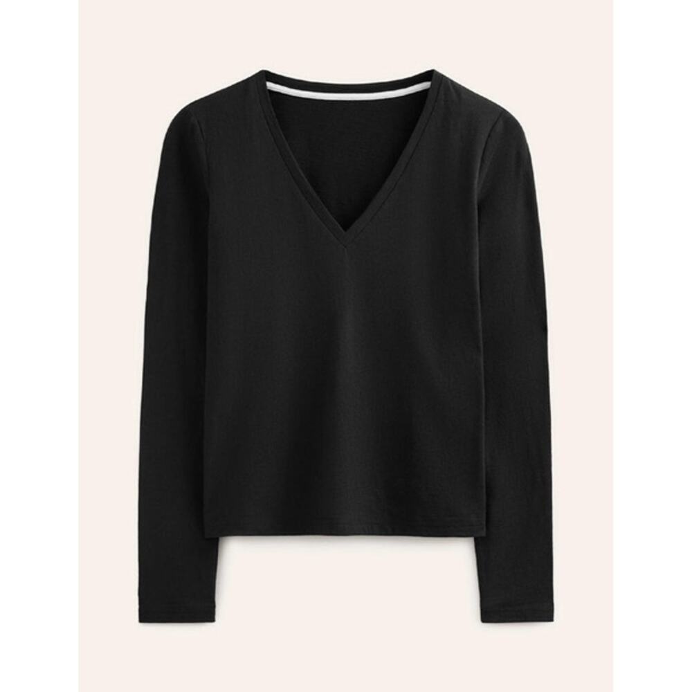Boden black Cotton V-Neck Long Sleeve Top nwt small long sleeve tee nwt